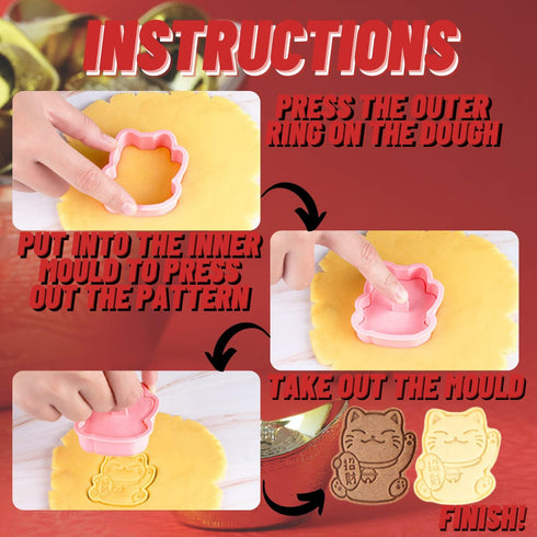 Crethinkaty 6pcs Chinese New Year Cookie Cutters 3D Chinese Style Biscuit Mold Fondant Molds Chinese New Year Must Haves Bakeware Tool...