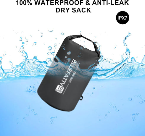 Waterproof Dry Bag Floating Roll Top Dry Backpacks for Kayaking, Rafting, Boating, SUP, Fishing with IPX8 Waterproof Phone Case, Black, 10L...