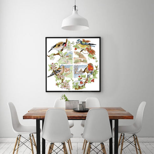 CROSSDECOR Cross Stitch Kits for Adults Full Range of DIY Stamped Cross Stitch Kits Birds of The Seasons Pattern for Gift and Home Decor 14CT 2 St...