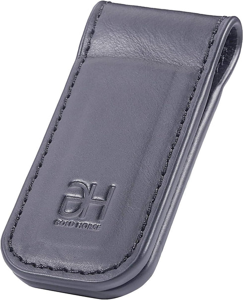 Slim Magnetic Money Clip Genuine Leather Business Card Holder for Men (Grey)...