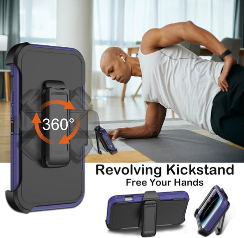 for iPhone 14 Pro Max Case with Belt Clip Holster,Built-in Screen Protector,Heavy Duty Shockproof Drop Proof Military Protective Phone Cover with ...