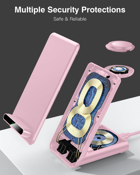 Wireless Charging Station,3 in 1 Wireless Charging Stand Made for Apple Watch Ultra 9 8 7 6 SE 5 4 3,Fast Wireless Charger Made for iPhone 15/Plus...