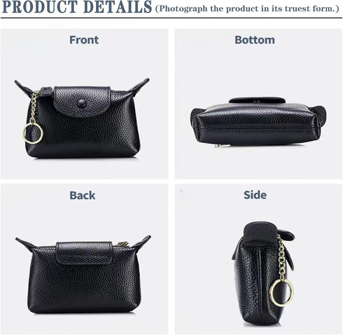 Women's Leather Coin Purse with KeyChain, Small Leather Pouch with Zipper for Women Fashionable Wallet Leather Classic Money Bag(Black), US-Bag-02...