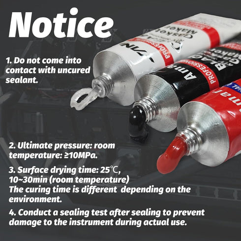 RTV Silicone Gasket Maker, High Temp Silicone Resist Oil, Anti-Freeze RTV Silicone Sealant for Engines, Gearboxes, Pumps, Superchargers (Transpare...