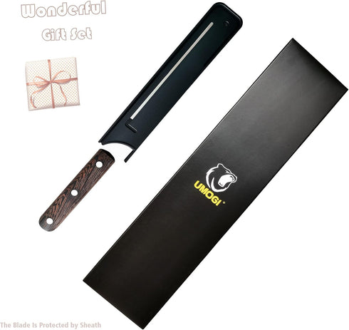 Bread Knife 8 Inch with Sheath - German High Carbon Stainless Steel, Ergonomic Grip Full Tang Wood Handle - Serrated Edge Home Kitchen Knife for B...