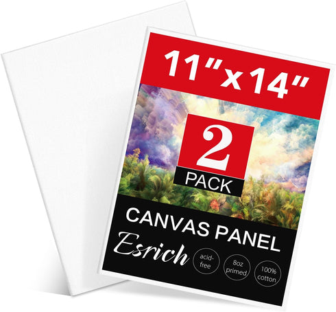 ESRICH Canvas Boards for Painting, 2 Pack Canvases for Painting 11x14 Cotton Primed Acid Free Blank Canvas Panels for Oil Paint, Watercolor, Acryl...