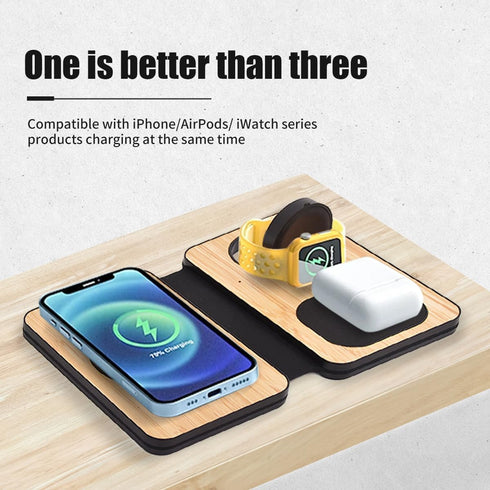 3-in-1 Charging Station for Apple Devices, 21W Mag Safe Wireless Charger, Foldable Travel Charger for iPhone 16-12 Series, AirPods, and iWatch Ser...
