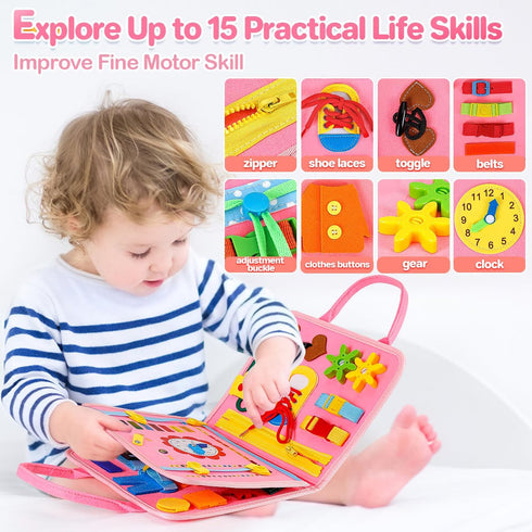 Montessori Busy Board Toys for 1 Year Old Girl Gifts, Educational Preschool Learning Sensory Travel Toys for Toddlers 1-3 Year Old, First One Year...