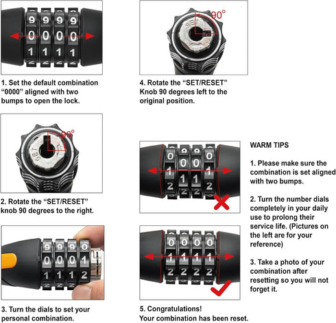 Via Velo Bike Lock Combination Cable Lock Combinationa Lock with 4-Feet Bike Cable Basic Self Coiling Resettable Combination with Complimentary Mo...
