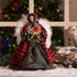 Glitzhome Handmade Plaid Angel Figurine Christmas Treetop Ornament Decoration 12" H - Red & Black...