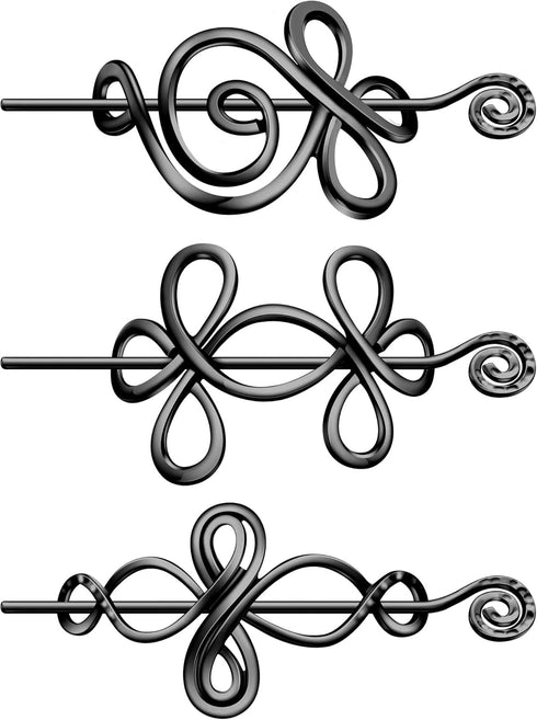 Celtic Shawl Pin 3 Pcs Crossed Knots Budding Spiral Crocheted Scarf Pin Cloak Pin Sweater Brooch for Women Girls Knitter Handmade Cape...