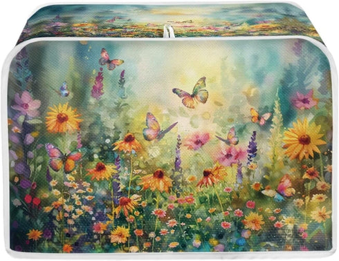 Butterfly Vibrant Floral Print Toasters Cover Quilted Toasters Cover Bread Maker Cover Kitchen Small Appliance Cover Toaster Oven Cover, for 2 Sli...