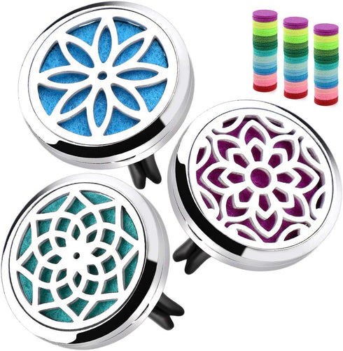 ttstar Car Diffuser Vent Clip - 30mm Aromatherapy Essential Oil Car Diffuser Vent Clips with 36 Refill Pads (3 Lotus Vent Clips, Metal)...