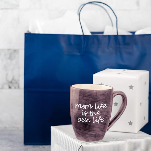 Mom Life Mom Life is the Best Life Deep Purple Large 20 oz Ceramic Coffee Mug Tea Cup, Purple...