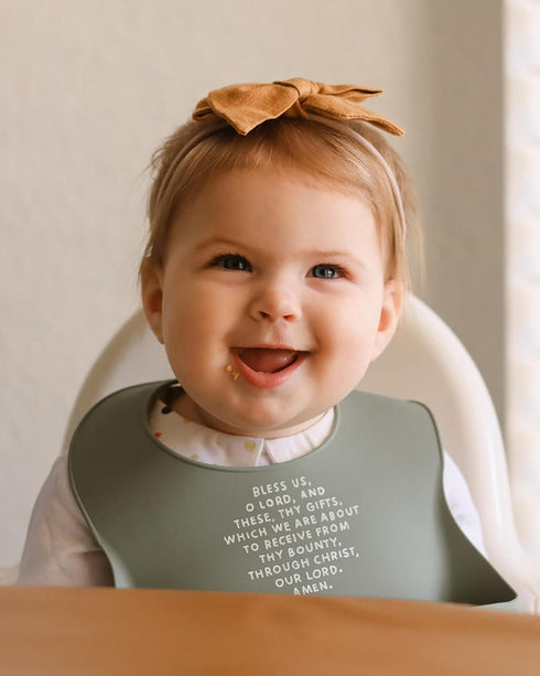 Be A Heart Adjustable Waterproof Bib, Silicone Feeding Bib, Catholic Meal Prayer Bib...