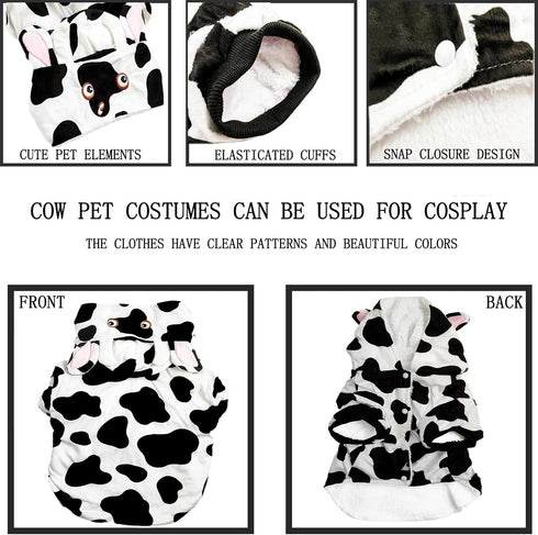 Cow pet Clothing, Small and Medium-Sized cat and Dog Clothing, Modeling Cow Role-Playing Dog and cat Clothing, Suitable for Spring, Autumn and Win...