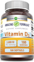 Amazing Formulas Vitamin D3 Cholecalciferol Supplement | 5000 IU Per Serving | Softgels | Non-GMO | Gluten-Free | Made in USA (180 Count)...