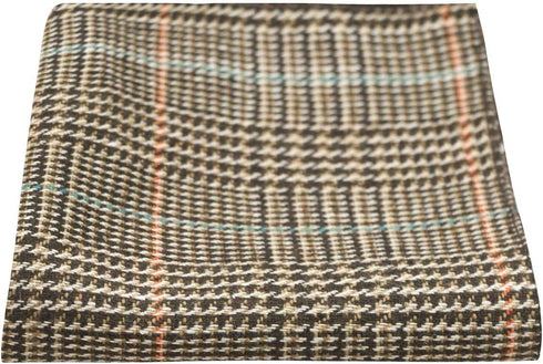 King & Priory Brown & White Dogtooth Check Tweed Pocket Square, Handkerchief, Houndstooth...