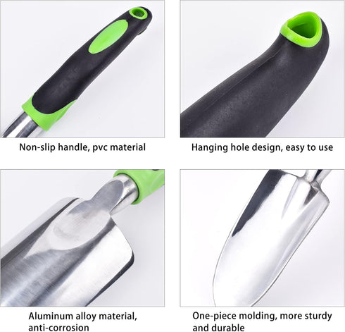 Garden Trowel & Hand Wide Shovel Pointed with Soft Rubberized Non-Slip Ergonomic Handle for Planting, Transplanting, Weeding, Moving and Smoothing...
