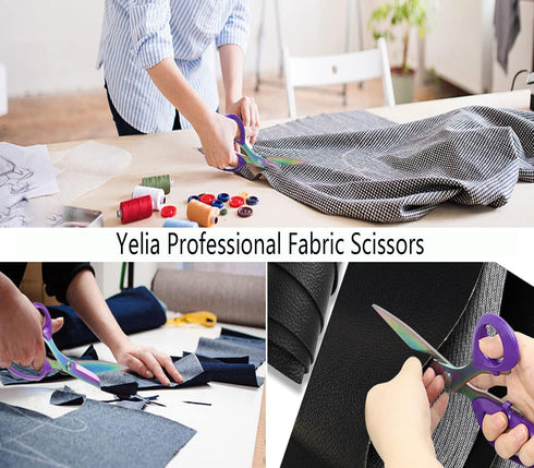 Fabric Scissors, Yelia Professional Tailor Scissors, Multifunctional Ultra-Sharp Titanium Coating Sewing Scissor, Stainless Steel Clothing Scissor...