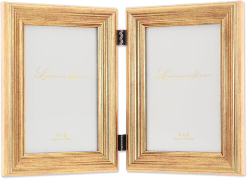 Lawrence Frames 4x6 Hinged Double Sutter Burnished Gold Picture Frame...