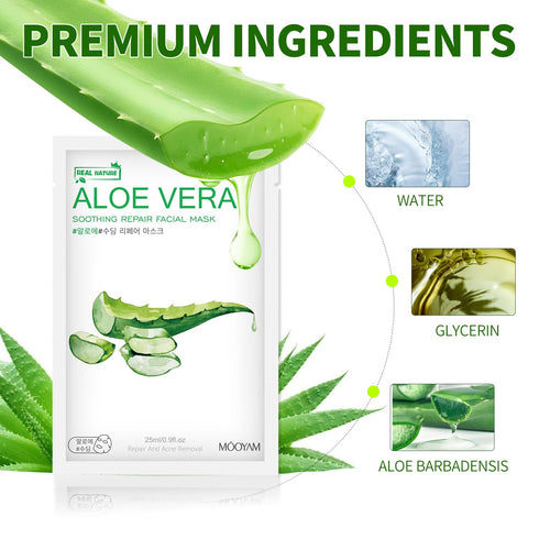 Aloe Vera Face Mask,Hydrating Face Masks Skincare For Dry, Oily,Sensitive Skin,Aloe Facial Skincare Sheet For Moisturizing, Soothing, Calming, Sun...
