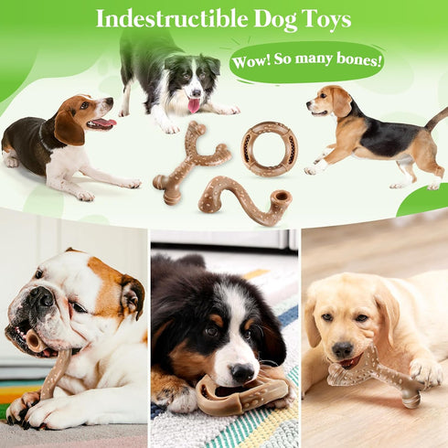 Dog Toys for Aggressive Chewers: 3 Packs Tough Dog Toy - Dog Toys for Large - Dog Chew Toys...