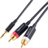 Amazon Basics 3.5 Aux to 2 x RCA Adapters, Audio Cable for Amplifiers, Active Speakers with Gold-Plated Plugs, 25 Feet/7.6 m, Black...