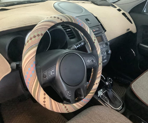 Boho Steering Wheel Cover for Women Men Baja Blanket Enthic Car Steering Wheel Cover Ethnic Car SUV Wheel Protector, Breathable, Anti-Slip, Odorle...