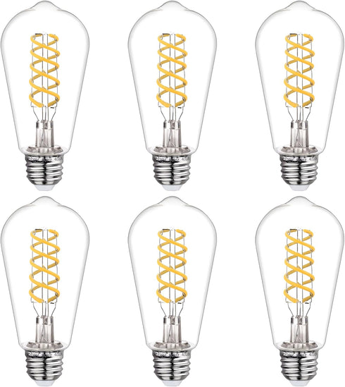 BORT Dimmable LED Edison Bulbs, 6W Equivalent to 60W Vintage Light Bulb, E26 4000K ST58/ST19 LED Bulbs, Antique Flexible Spiral LED Filament Light...