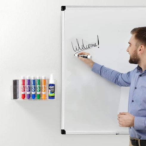 HBlife Acrylic Dry Erase Marker Holder Wall Mount, 10 Slots Whiteboard Marker Holder for Office, School and Home, Marker, Eraser and Whiteboard Cl...