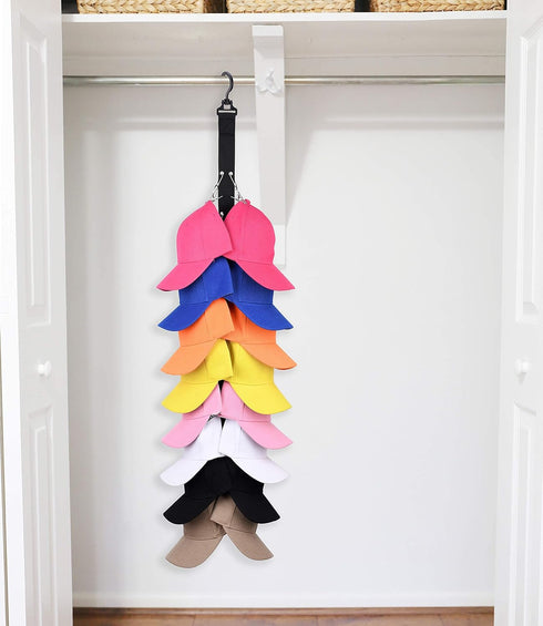Closet Hanging Cap Organizer, 16 Baseball Cap Rack, Closet Hook Cap Holder Hat Storage Organizer - Keep Hats Cleaner Than a Hat Rack (1 Pack)...