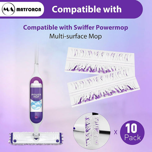 10 Pack Disposable Power Mop Pads Refills for Swiffer PowerMop Multi-Surface Replacement Mopping Refills Pads...