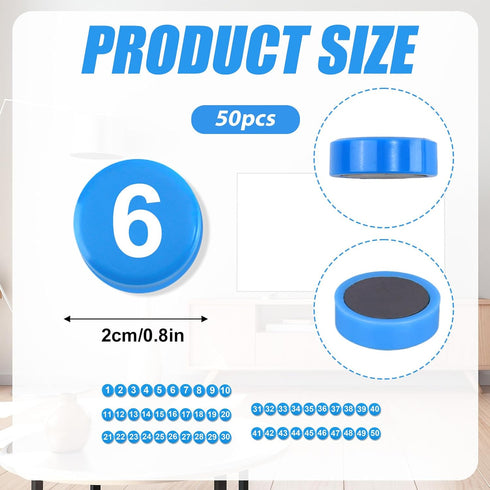 1-50 Magnetic Numbers, 0.8" Multi-Use Numbered Magnets Round Dry Erase Board Number Magnets for Fridge Calendar Whiteboard Home Classroom Office S...