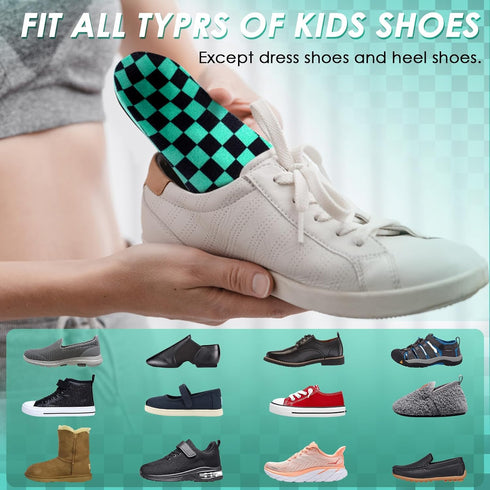 ROCKTAKIN Kids Arch Support Shoe Insoles, Plantar Fasciitis Orthotics Inserts Strong Support for Children's High Arch, Flatfoot Pain Relief, Postu...