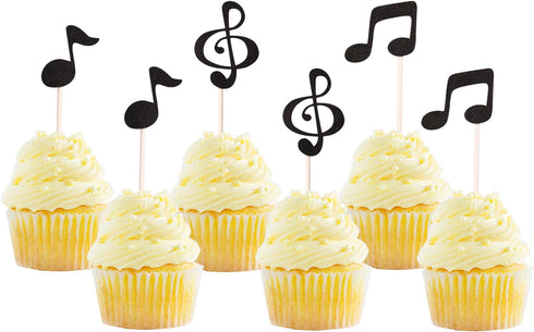 36 Pcs Music Notes Cupcake Toppers for Music Themed Party Decorations Glitter Musical Symbols Cupcake Picks for Baby Shower Birthday Party Supplie...