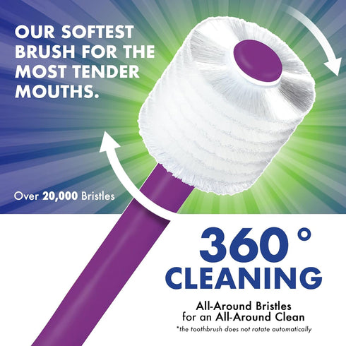 Brilliant Specialty Adult Round Toothbrush for Sensitive Mouths to Support Chemo and Other Sensory Oral Care Needs with Ultra Soft Bristles, Viole...