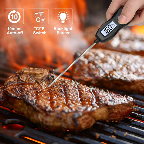 Digital Meat Thermometer Backlight,Waterproof Instant Read Food Thermometer for Cooking Grilling BBQ Baking Liquids Beef Turkey (Black)...