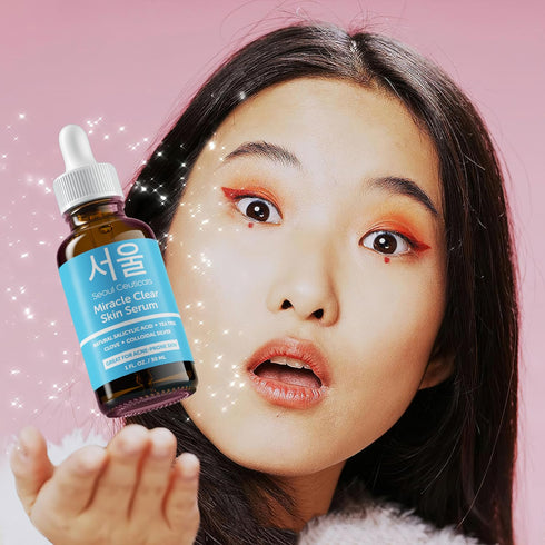 SeoulCeuticals Korean Acne Serum, Skin Care Treatment for Acne Prone Skin - Rapid Action Salicylic Acid, Tea Tree & Clove For Even Skin Tone 1oz...