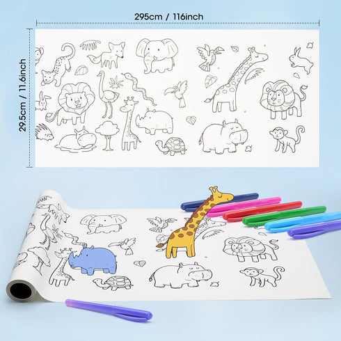 CELION Coloring Paper Roll for Kids, Toddler Drawing Paper Roll, 12 Inches x 30 Fee, 2 Rolls (Animal)...