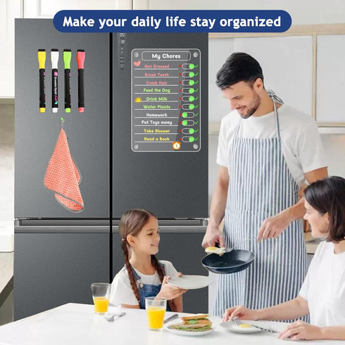 Acrylic Magnetic Erasable Chore Chart for Fridge for Kids Adults, 8"X12" Clear Magnetic Calendar Dry Erase Board to Do List for Refrigerator, Full...