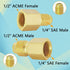 Boltigen 6pcs R134a Refrigerant Tank Adapters, R12 to R134a AC Fitting Connector, 1/2 to 1/4 Flare R134a Vacuum Pump Adapter Fittings with Valve C...
