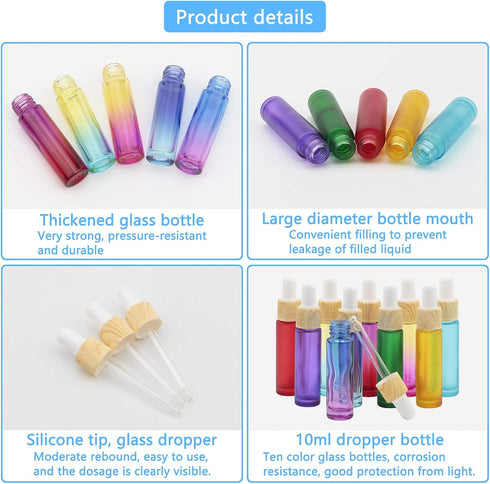 10Pcs Dropper Bottles, 10ml (1/3oz) Glass Bottles Vials with Eye Droppers & Funnels, Essential Oils Perfumes Skincare Liquids Dropper Vials Bottle...