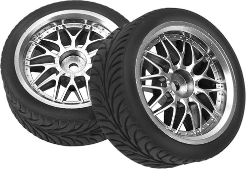 OD 2.55" Rubber Tires & Plastic Wheel Rims 12mm Hex Hub Compatible with HSP Tamiya HPI Kyosho Redcat ExceedRC 1/10 On-Road Touring Car,WLtoys 1/14...