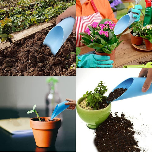 AKOAK 3 Pcs Garden Meat Tools Plastic Cups and Buckets Mini Garden Tools Plant Potting Shovels Flower Pot Spoon Potting Tools for Meat Miniature G...