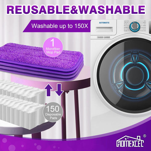 HOMEXCEL Reusable Microfiber Mop Pads for Swiffer PowerMop 8 Pack, Power Mop Pads Refills for 13 ''-15 '' Spray Mop, Machine Washable Power Mop Pa...