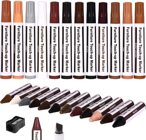 Furniture Repair Kit Wood Markers - Markers and Wax Sticks for Stains, Scratches, Wood Floors, Tables, Desks, Carpenters, Bedposts, Touch Ups, and...