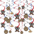Western Party Hanging Swirl Decorations - 5" & 7" (Pack of 12) - Red & Blue Swirl W/Cowboy Cutouts - Perfect for Rustic, Rodeo & Wild West Themed ...