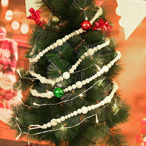 Wood Bead Garland Farmhouse Decor, 7.38ft Rustic Farmhouse Beads Garland Wall Hanging for Country Natural Holiday Christmas Tree, Boho Decorations...