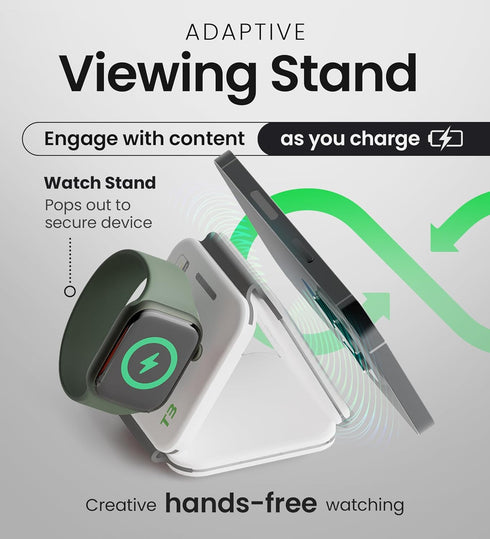 InfinaCore T3 Tri-Charge Wireless Charging Pad - 3-in-1 Charging Station Compatible with iPhone, AirPods & Watch - Fast Charging Up to 25W - Compa...